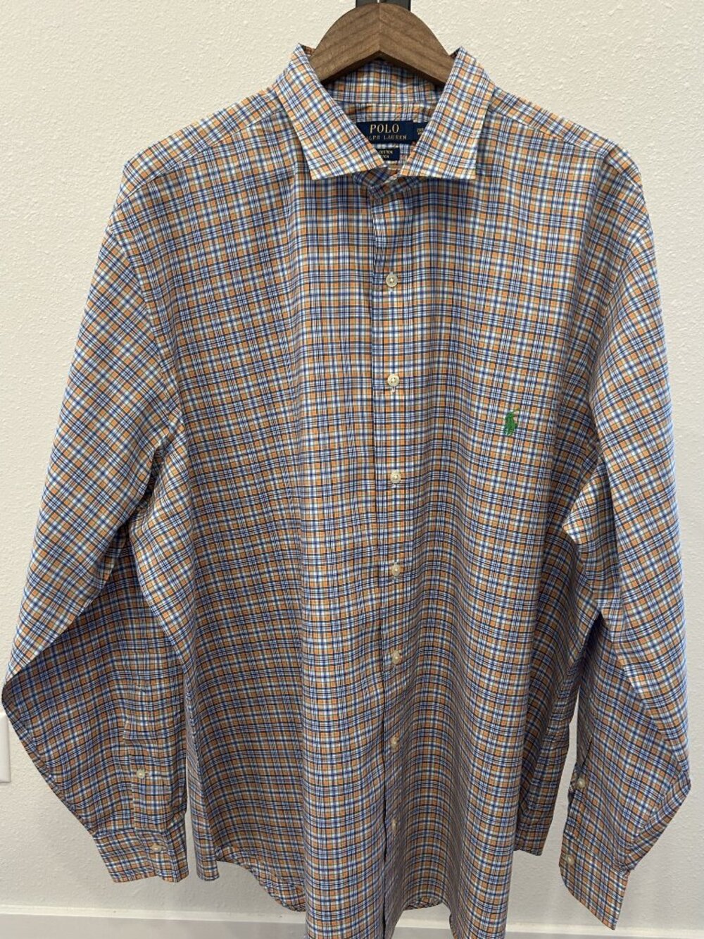 Polo Ralph Lauren Orange Blue Plaid Long Sleeve Button Down